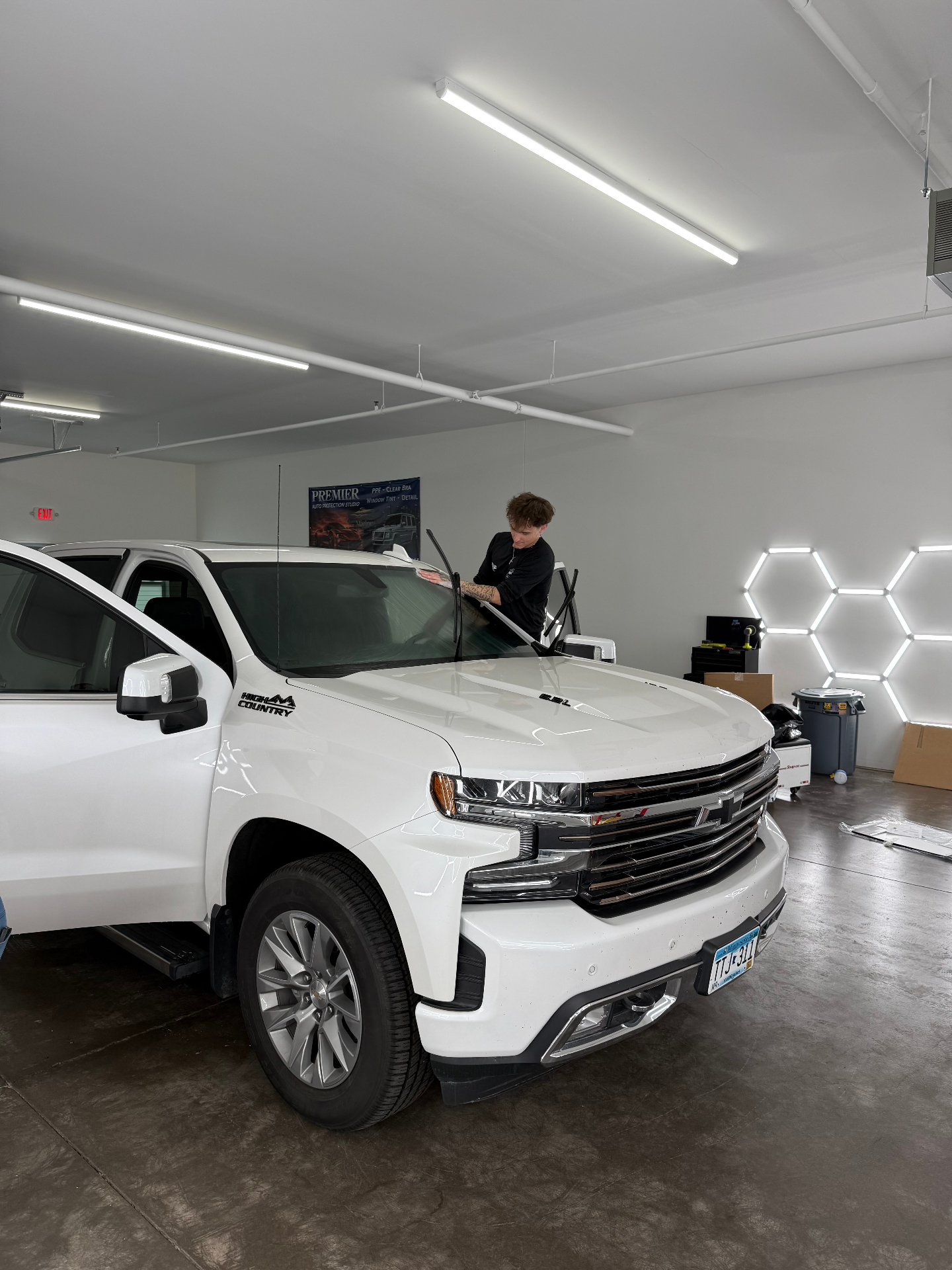 Truck being serviced in the studio